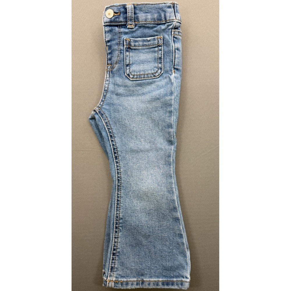 Wonder Nation Flare Jeans Bell Bottom Stretch Denim Blue Patch Pocket Toddler 2T - Picture 14 of 14